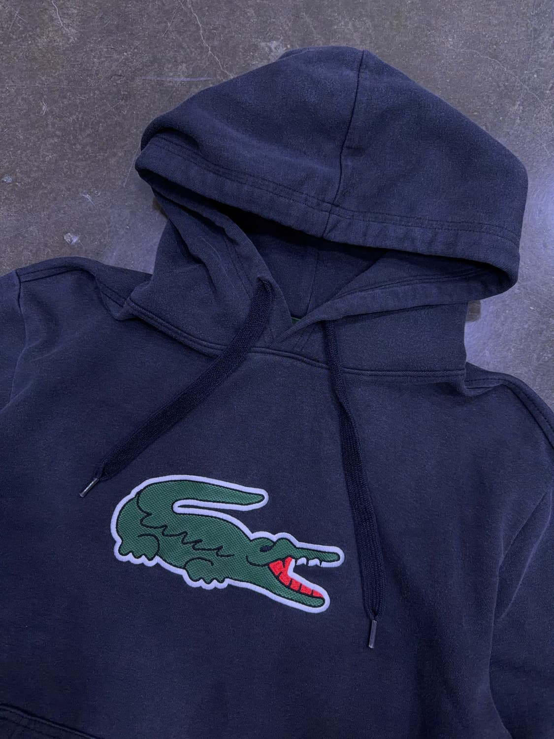 라코스테 빅로고 패치 자수 후드티 후디 다크그레이 L 상품이미지3