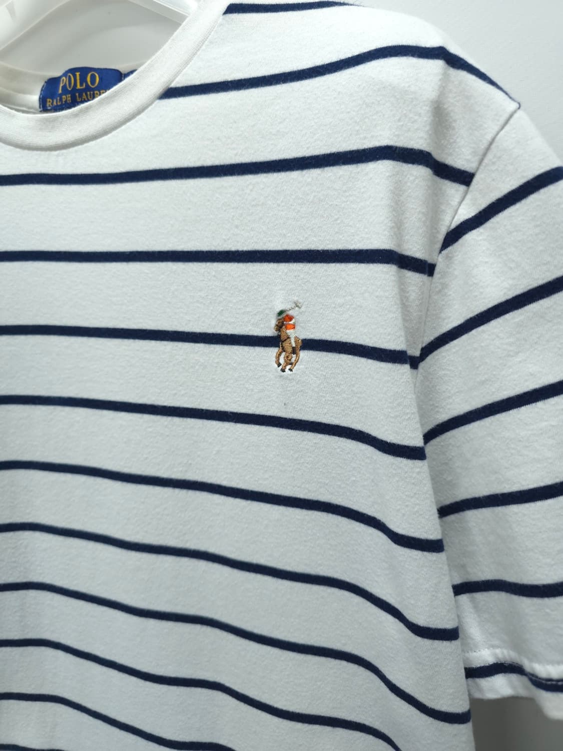 폴로 랄프로렌(QR버전) 스트라이프 커스텀 슬림핏 반팔 티셔츠(95) 상품이미지4