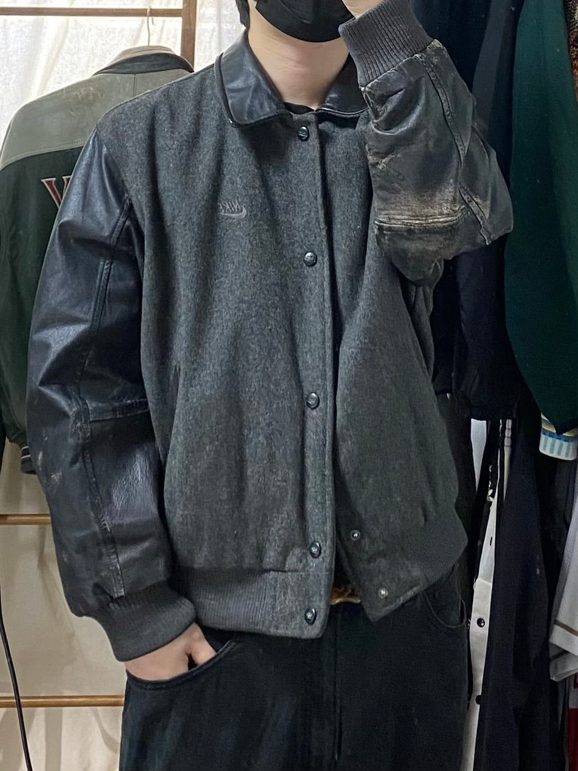 [L-XL] 90s Nike 나이키 디스트레스드 울 레더 바시티자켓 상품이미지10