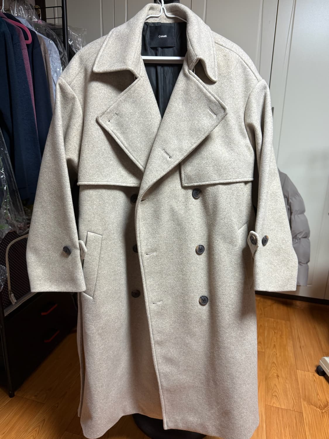 코네트(CONATT) - 오버핏 울 트렌치 롱 코트 (베이지/free) 상품이미지1