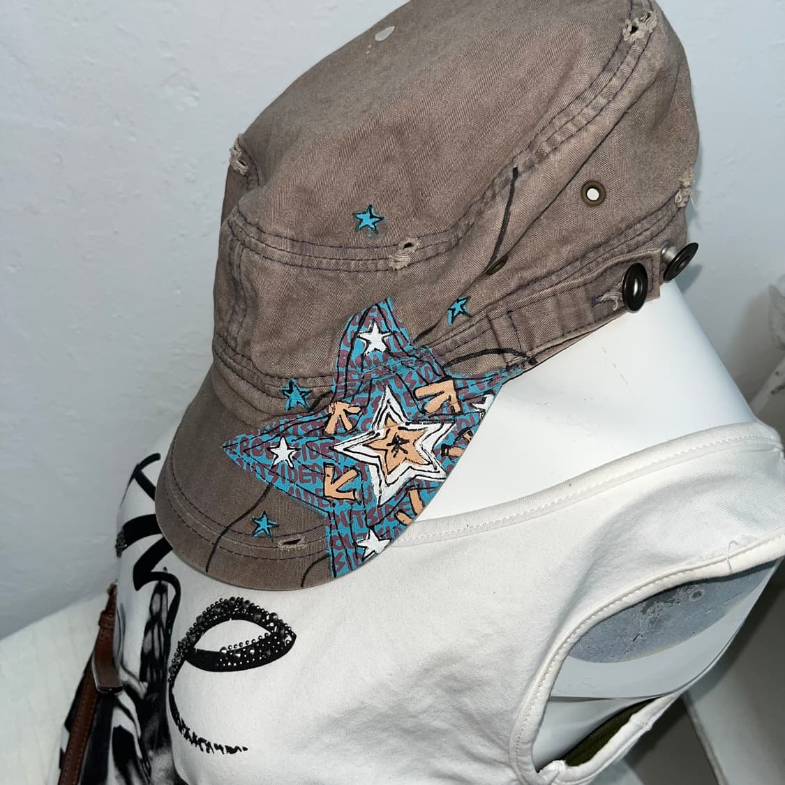 빈티지 스타 프린팅 밀리터리 캡 상품이미지2