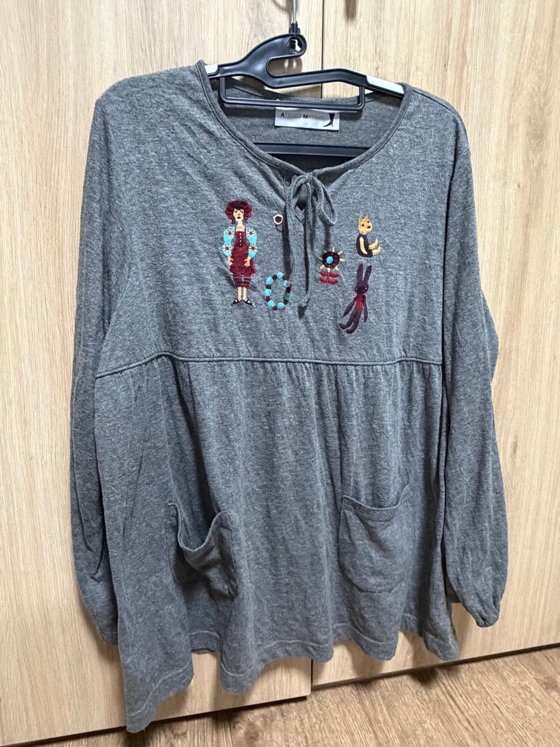 모리걸 자수 롱슬리브 블라우스 하구미 스즈코 상품이미지1