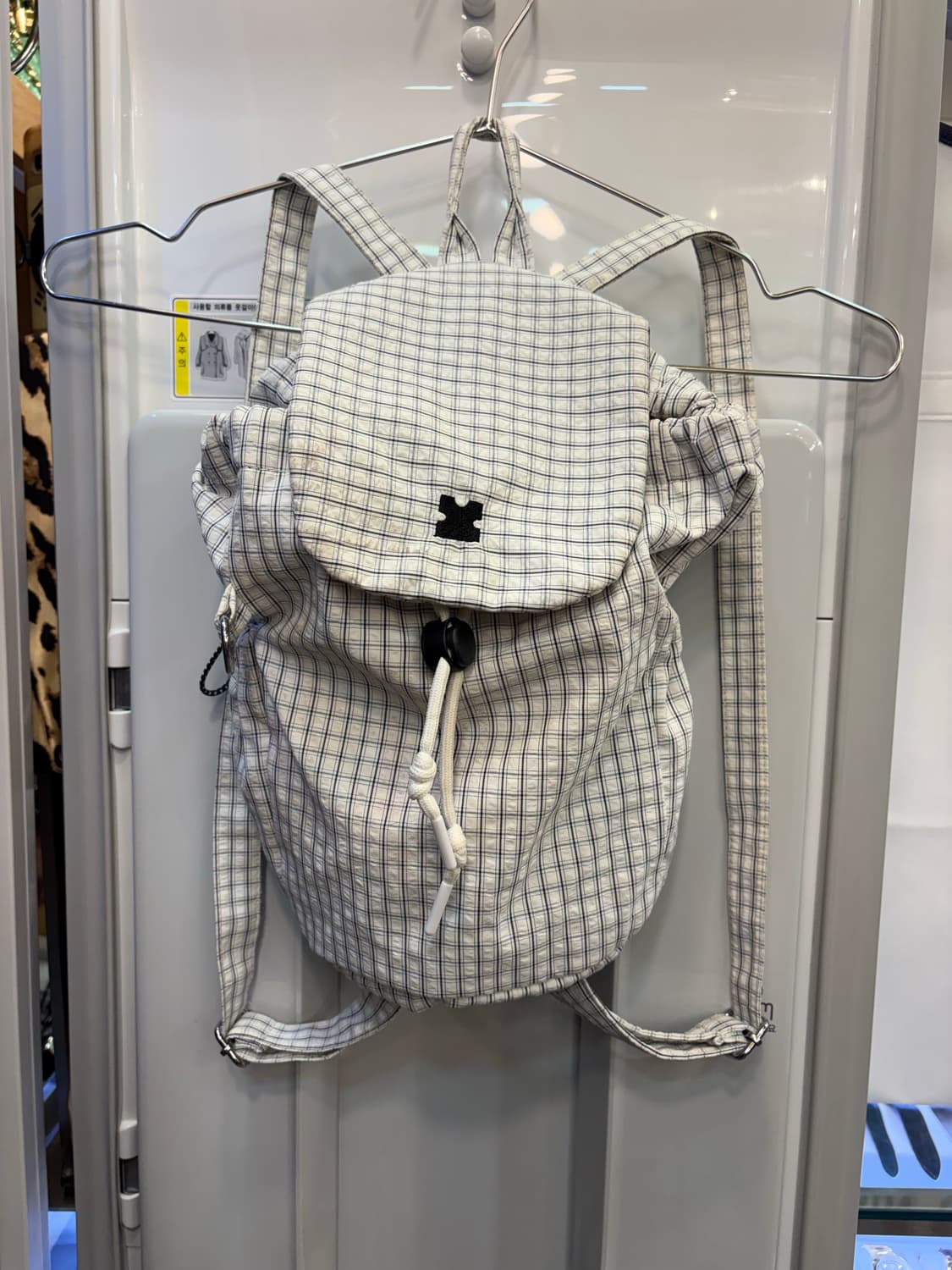 빈티지 체크 스트링 백팩 상품이미지1