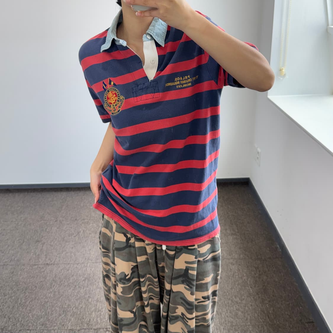 Polo 폴로 문장로고 네이비 레드 스트라이프 카라티  상품이미지2