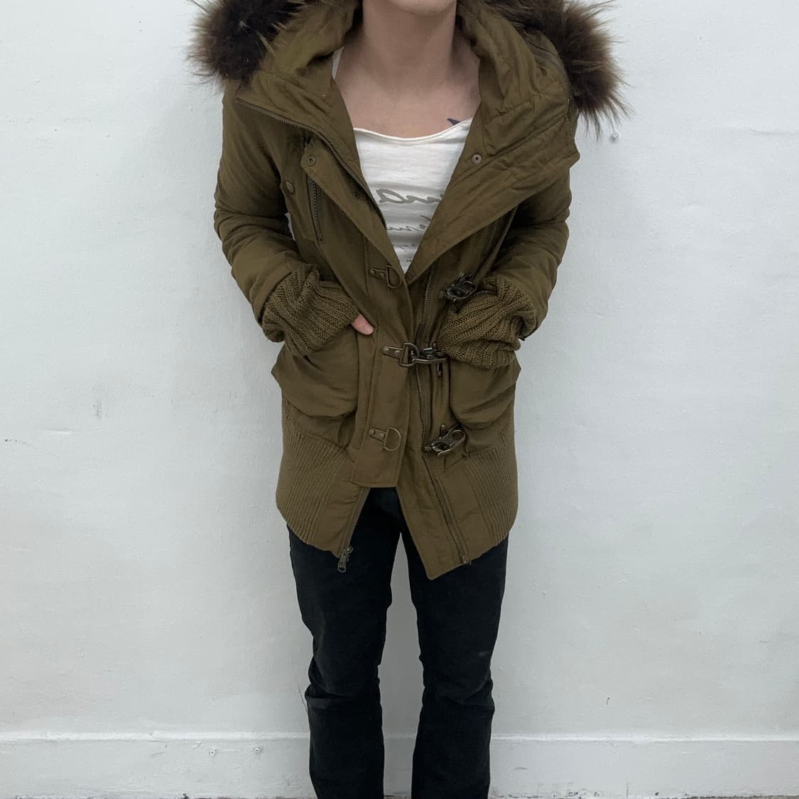 Sly khaki brown buckle fur jacket 상품이미지6