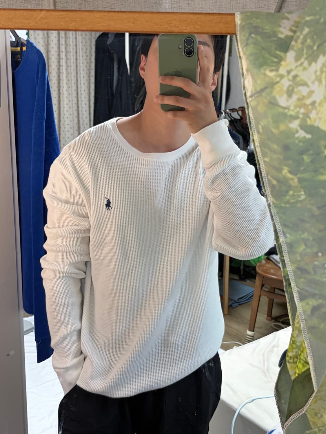 L) 폴로 랄프로렌 와플 니트 긴팔 티셔츠 롱슬리브 화이트 상품이미지6