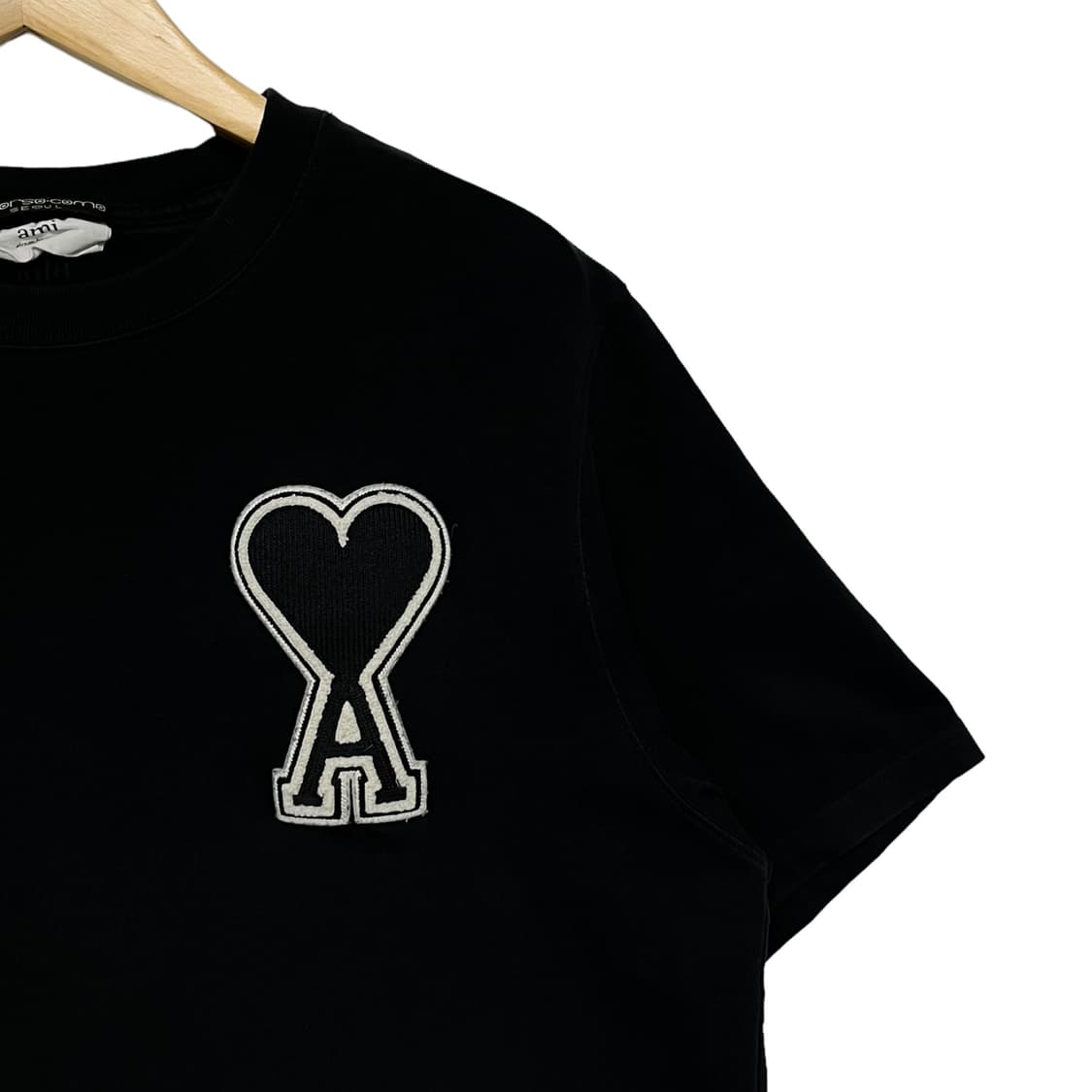 아미 Ami 빅 하트 패치 반팔 티셔츠 블랙 상품이미지3
