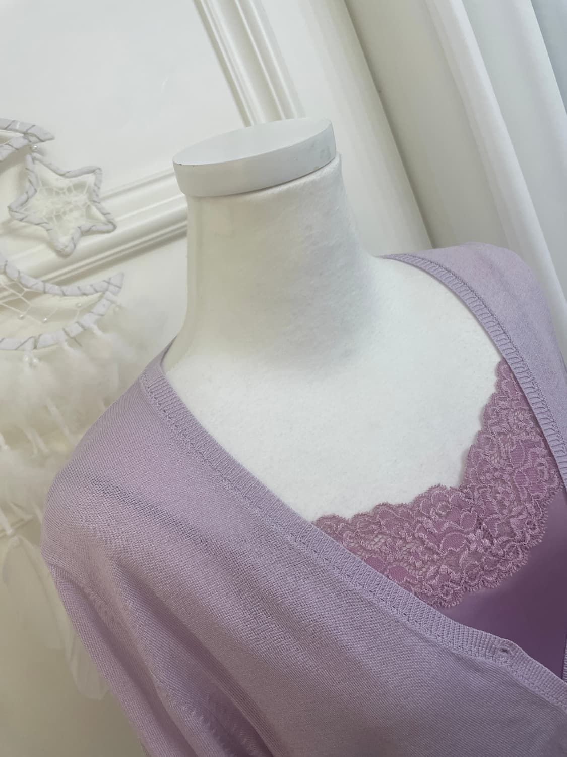 lavender basic cardigan&lace satin sleev 상품이미지7