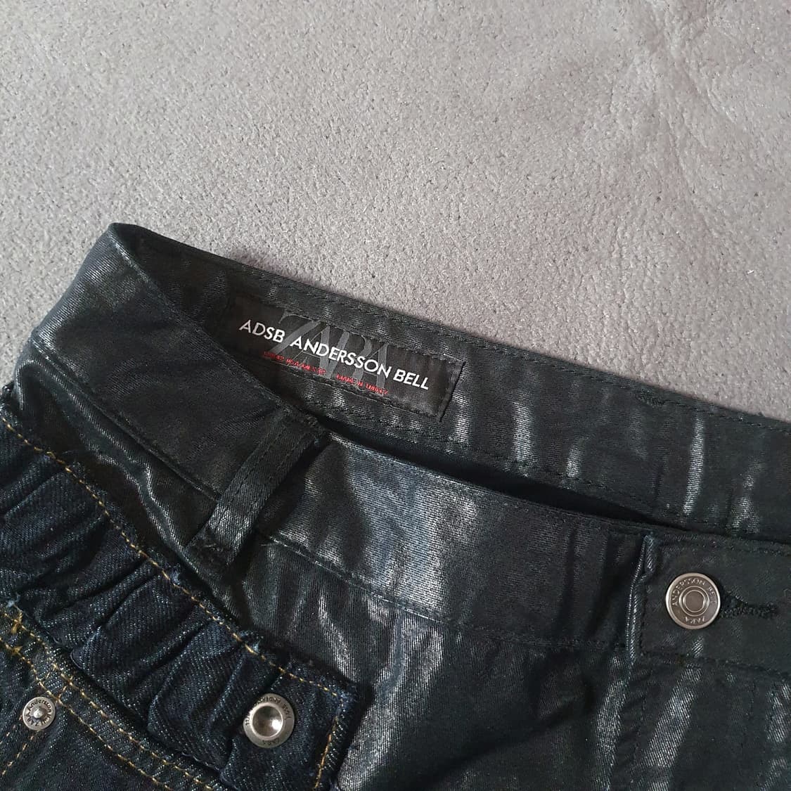 자라 앤더슨벨 컴바인드 레이어드 진 팬츠 42 블랙 상품이미지5