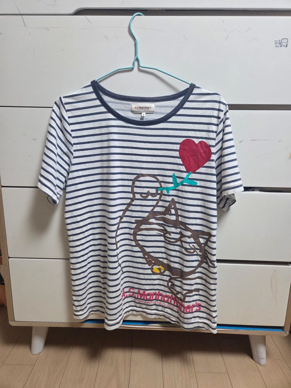 A.S. Manhattaner’s 고양이 프린트 테두리 반소매 티셔츠 M 상품이미지1