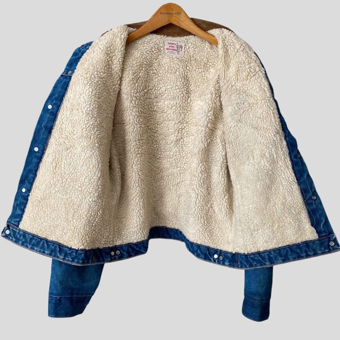 (L-XL)80s Saddle King Western 쉐르파 데님자켓 상품이미지6