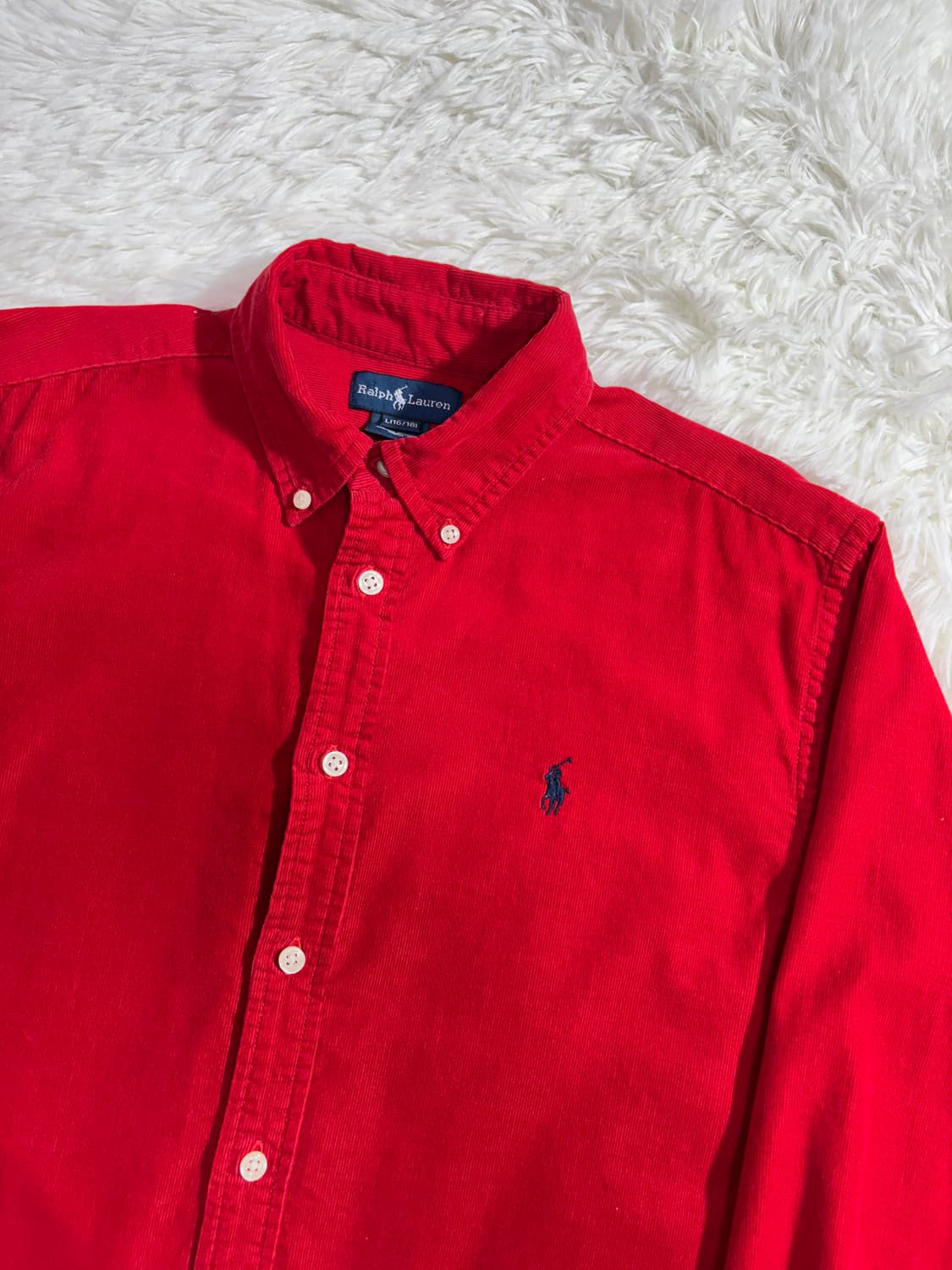 폴로 랄프로렌 레드 쿄듀료이 솔리드 셔츠  상품이미지3