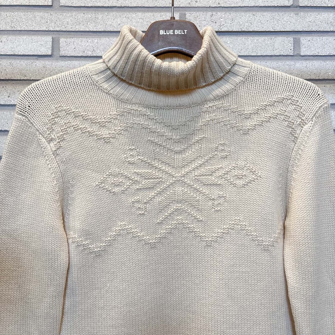 JPN VINTAGE 목폴라 크롭 니트 노르딕 패턴 짜임 디테일 아이보리 상품이미지4