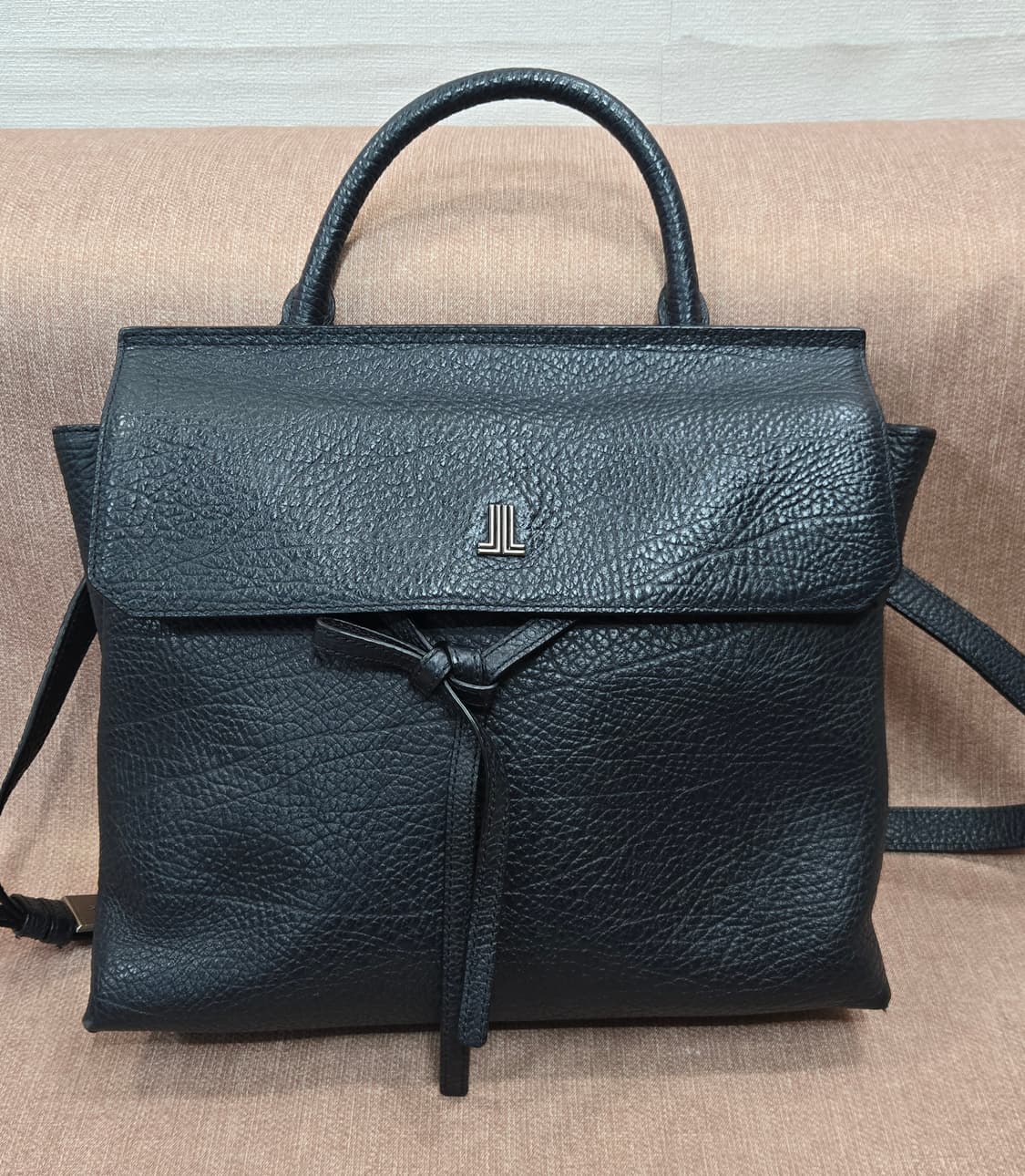 정품 랑방컬렉션 JL 로고 블랙 레더 토트백 / 숄더백 상품이미지1