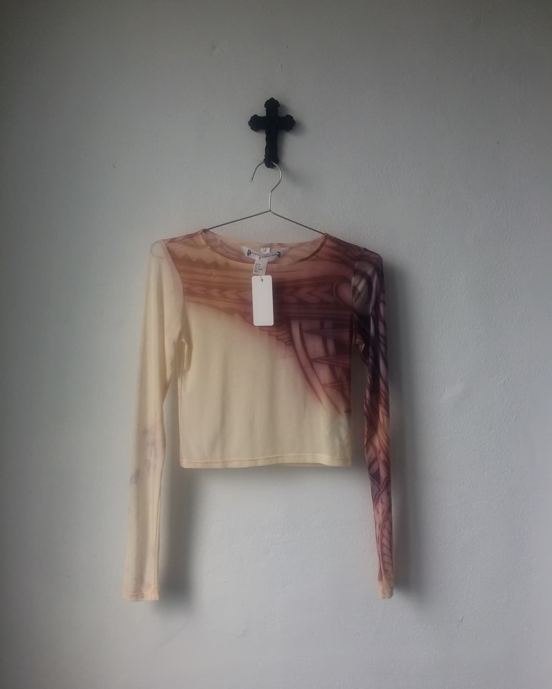 Printing crop mesh top 상품이미지2