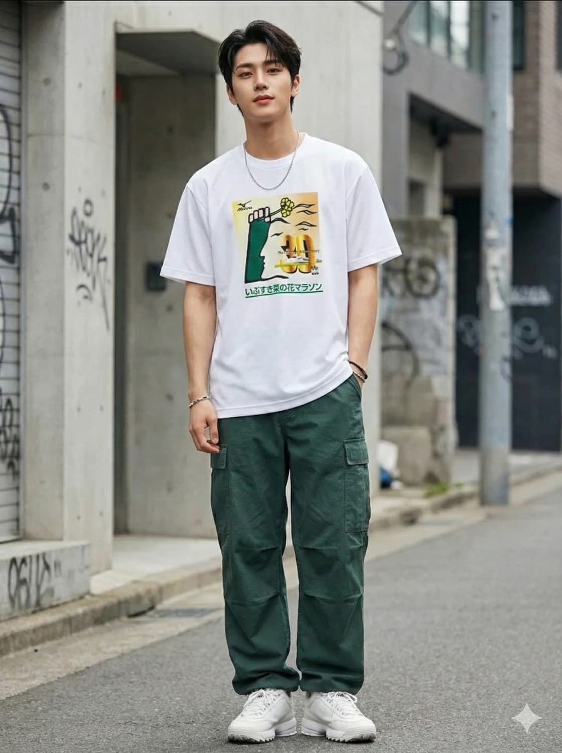 미즈노 이부스키 나노하나 마라톤 30주년 기념 화이트 티셔츠_L 상품이미지1