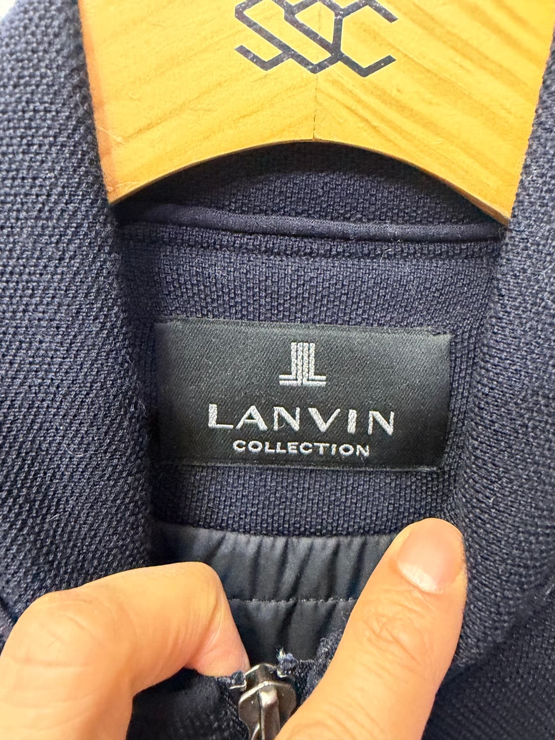정품) LANVIN 랑방 한섬 가죽 디테일 집업 니트 자켓 88 상품이미지7