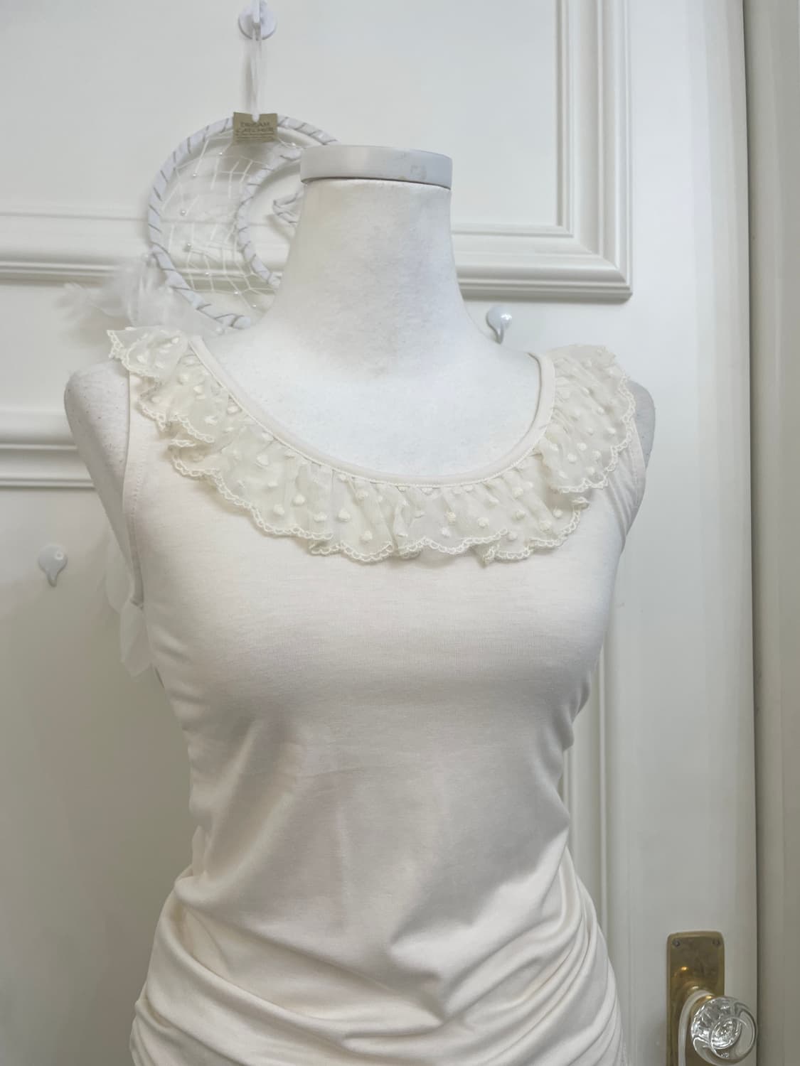 ivory dot lace ruffle cotton sleeveless 상품이미지5