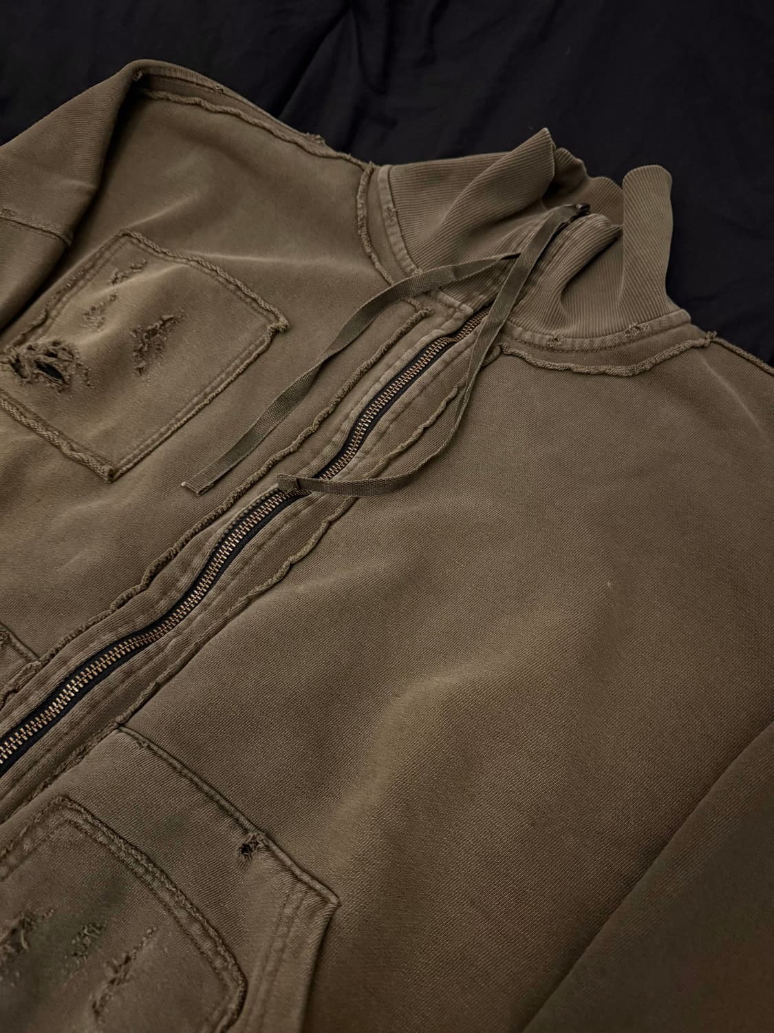 언더마이카 멀티패치 빈티지 가오어 집업 카키 상품이미지2