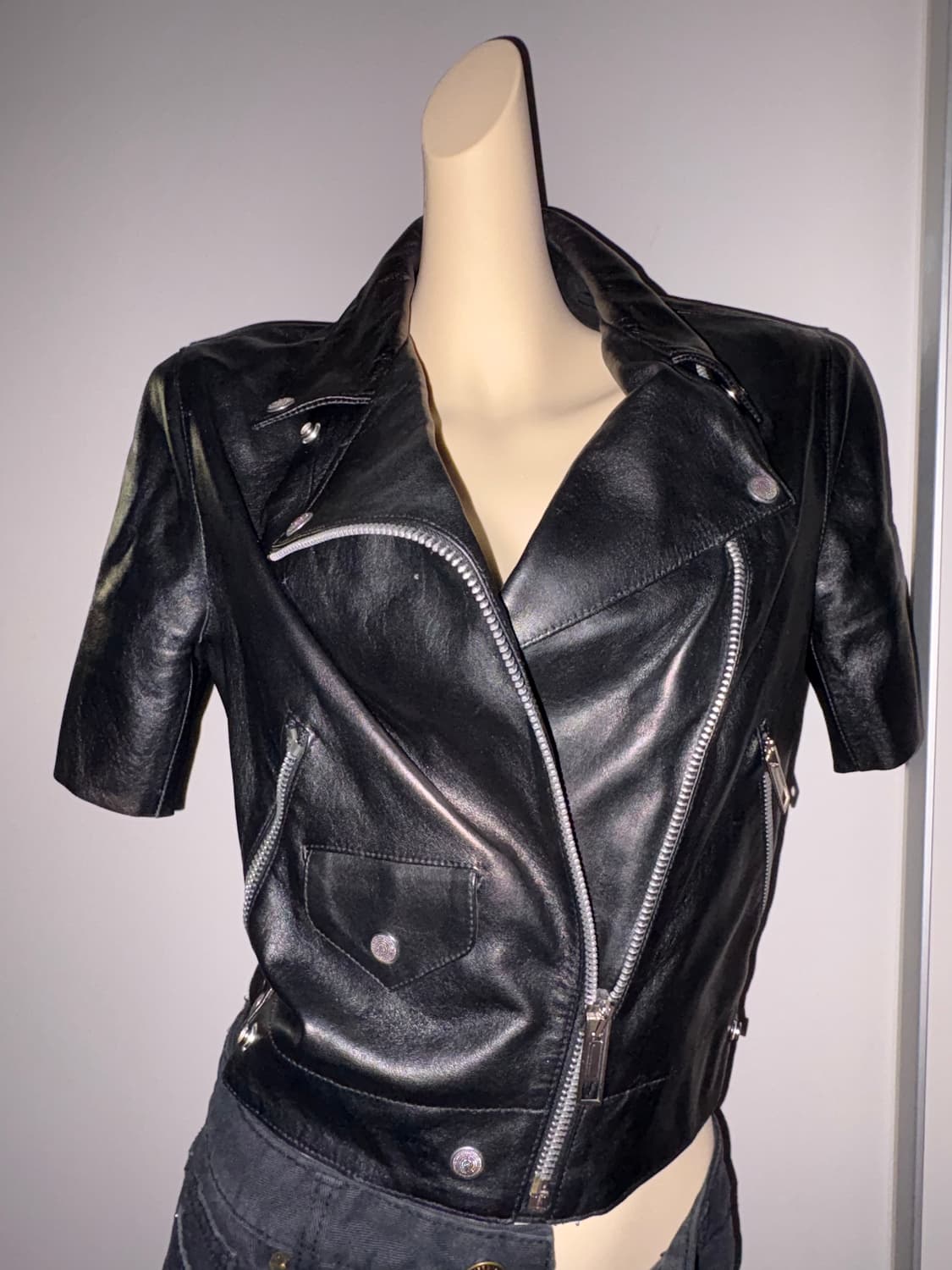 Leather highneck jacket 하이넥 가죽 라이더자켓 락시크 상품이미지5