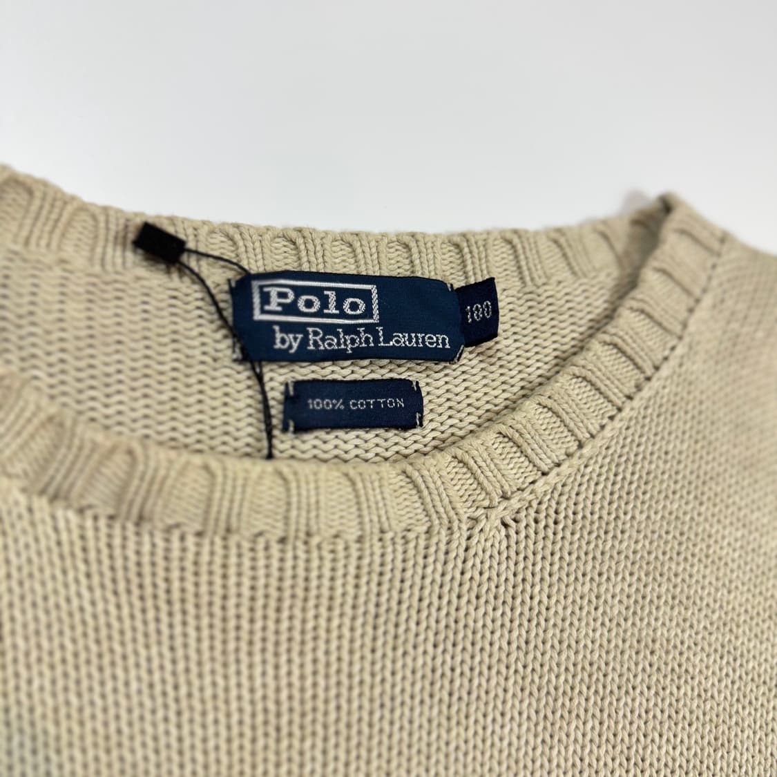 폴로 랄프로렌 베이지 코튼 크루넥 니트 상품이미지4