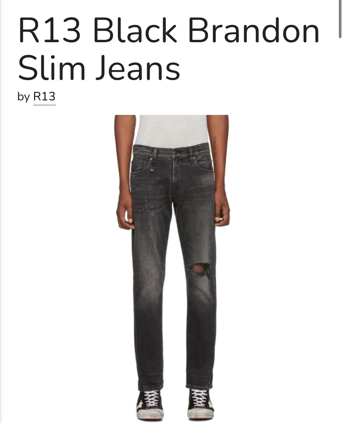 [32] R13 흑청 디스진 슬림스트레이트 상품이미지3