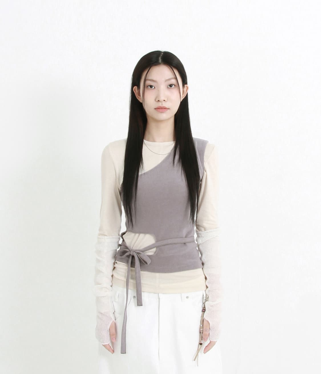 UNBALANCED SLEEVELESS TOP (WARM GRAY) 상품이미지2