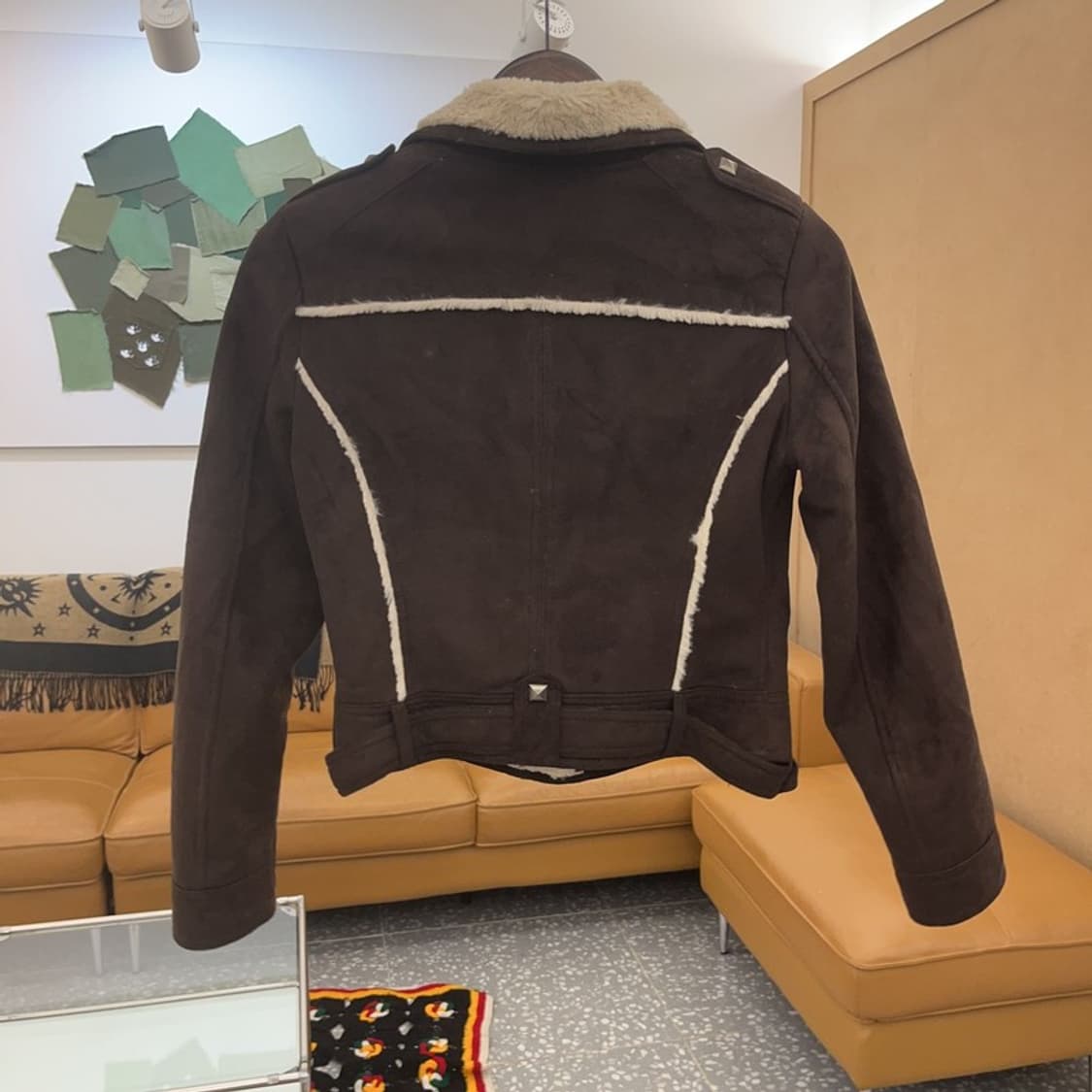 GGPX 빈티지 스웨이드 양털 쉐르파 크롭 자켓 S C06489 상품이미지4