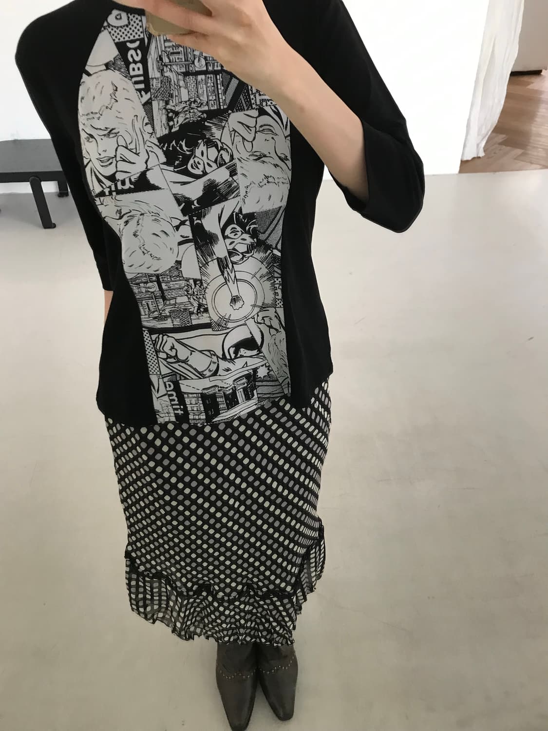 vintage black printing top 상품이미지2