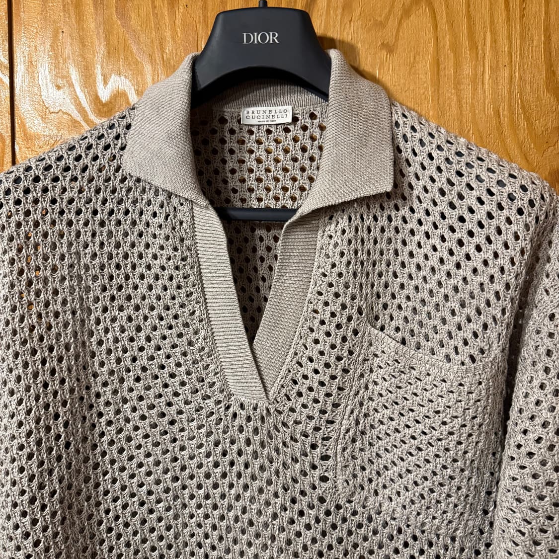 브루넬로 쿠치넬리 그물 니트 반팔 폴로 셔츠 상품이미지2