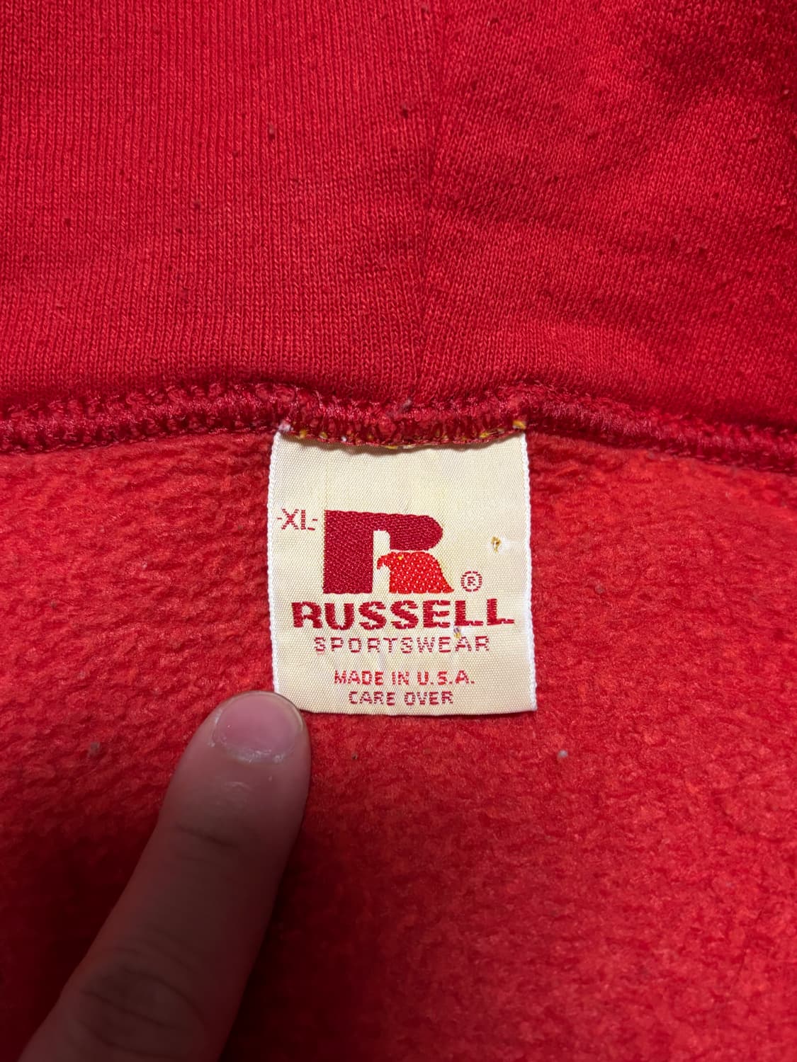 70s 러셀 빈티지 후드 집업 레드 페이딩 좋은 개체 상품이미지6
