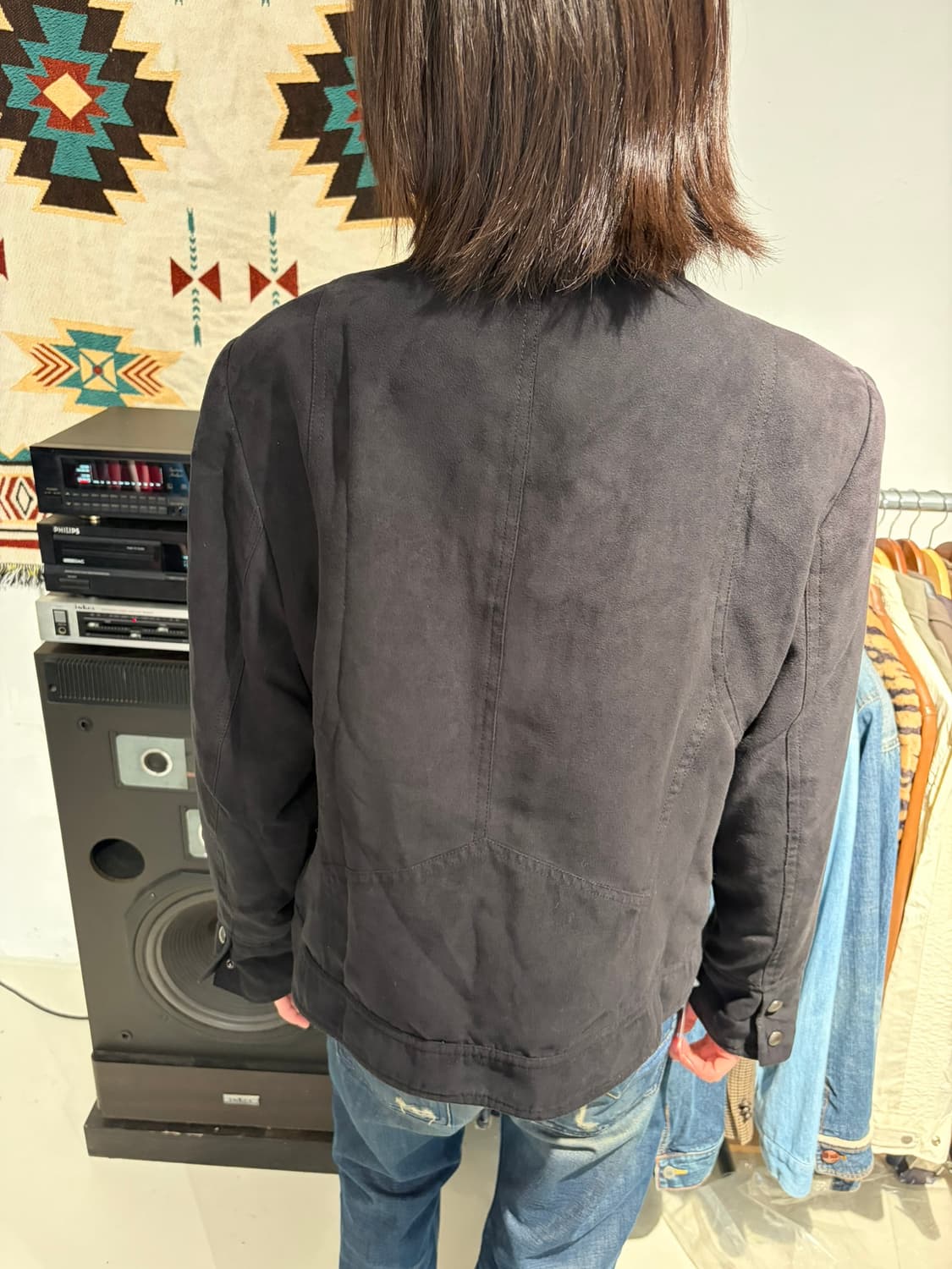 Tribal Studio 블랙 스웨이드 집업 자켓 상품이미지3