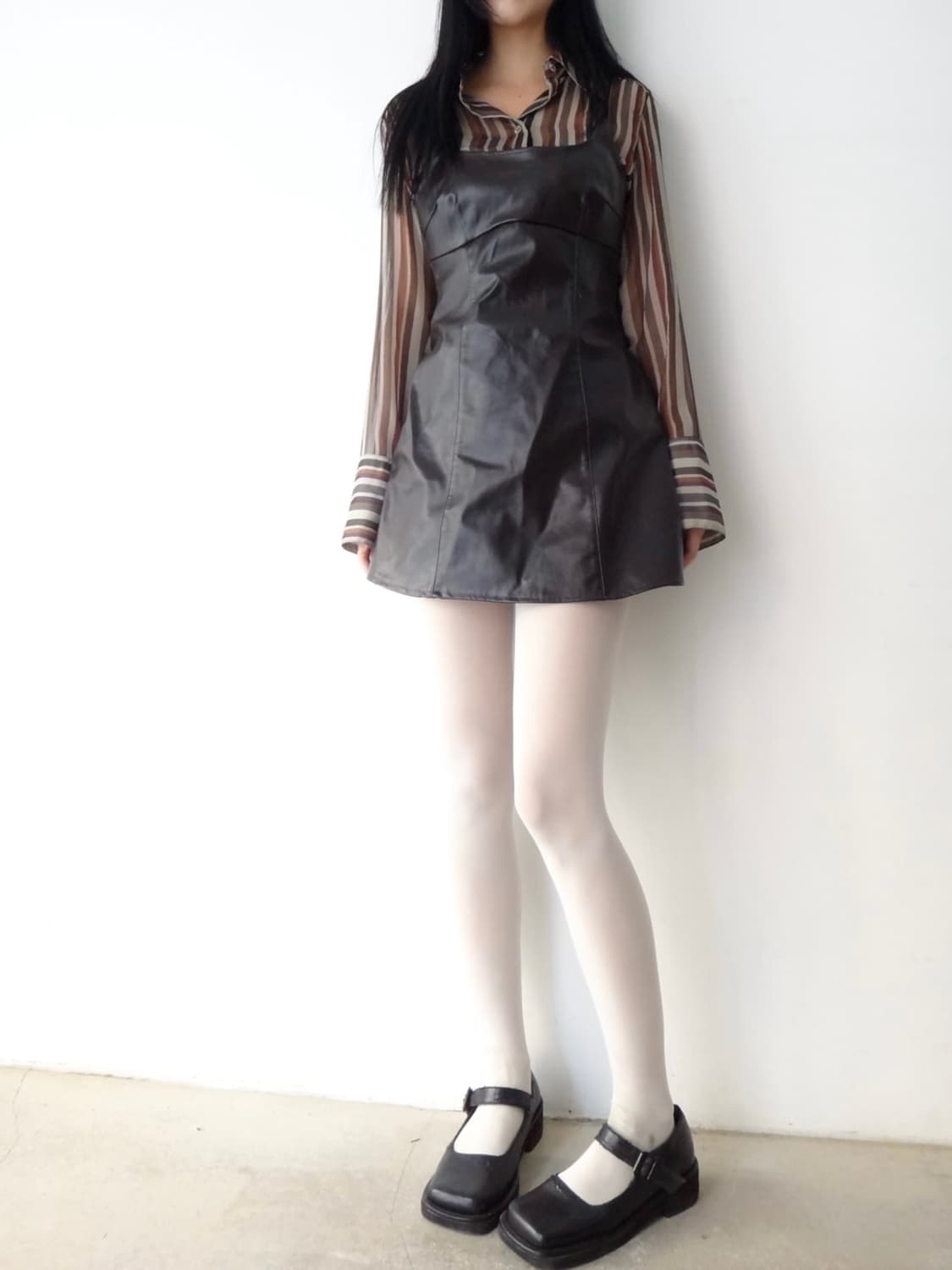 Sheer stripe shirt / purple & white  상품이미지6