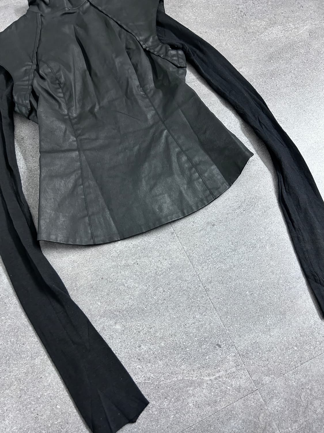 가레스 퓨 니트 슬리브 하이넥 코팅 자켓 상품이미지7