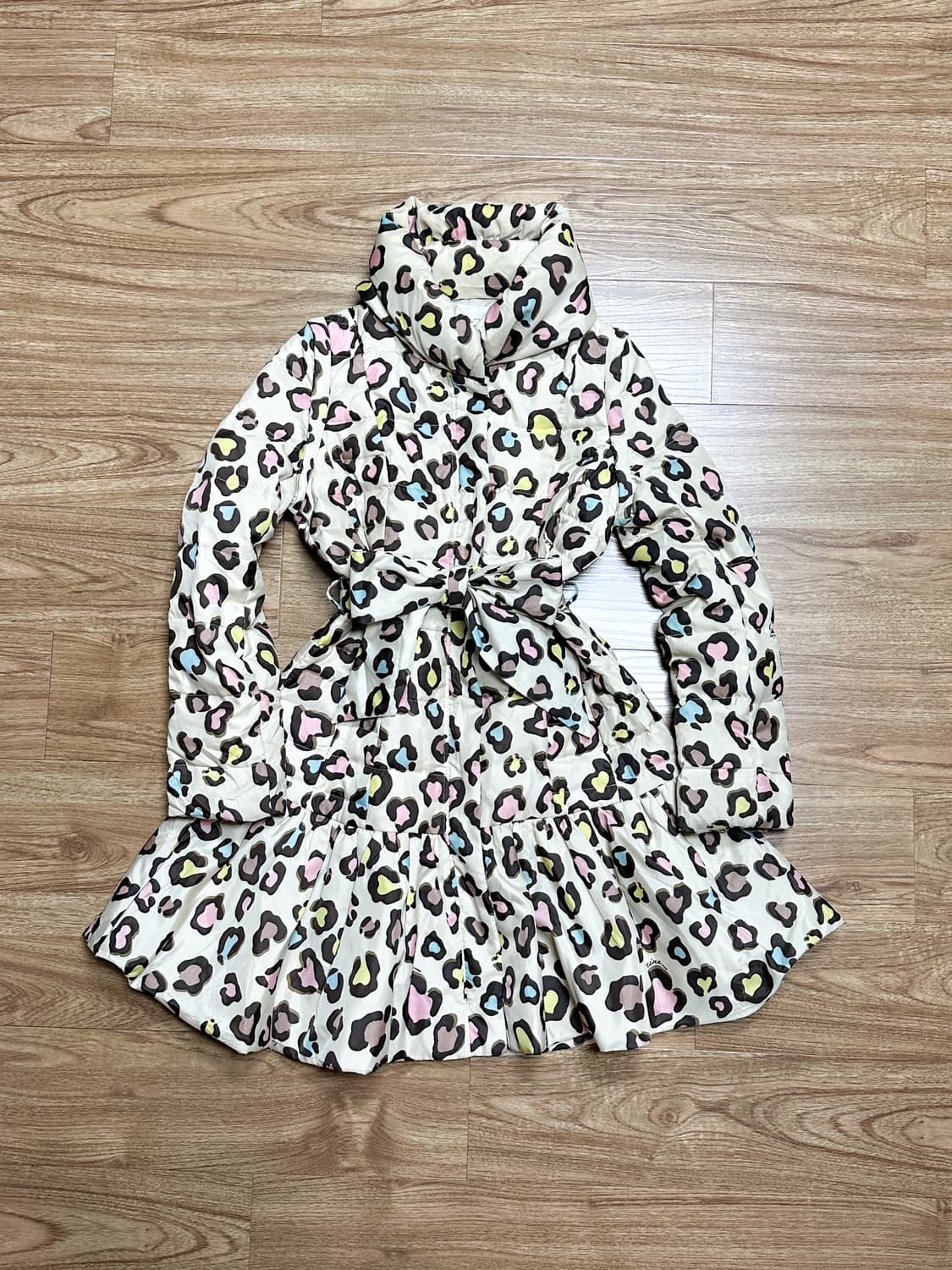 빈티지 원숭이 호피 리본 갸루 코트 패딩 히메갸루 로걀 라떼 오네갸루 상품이미지1