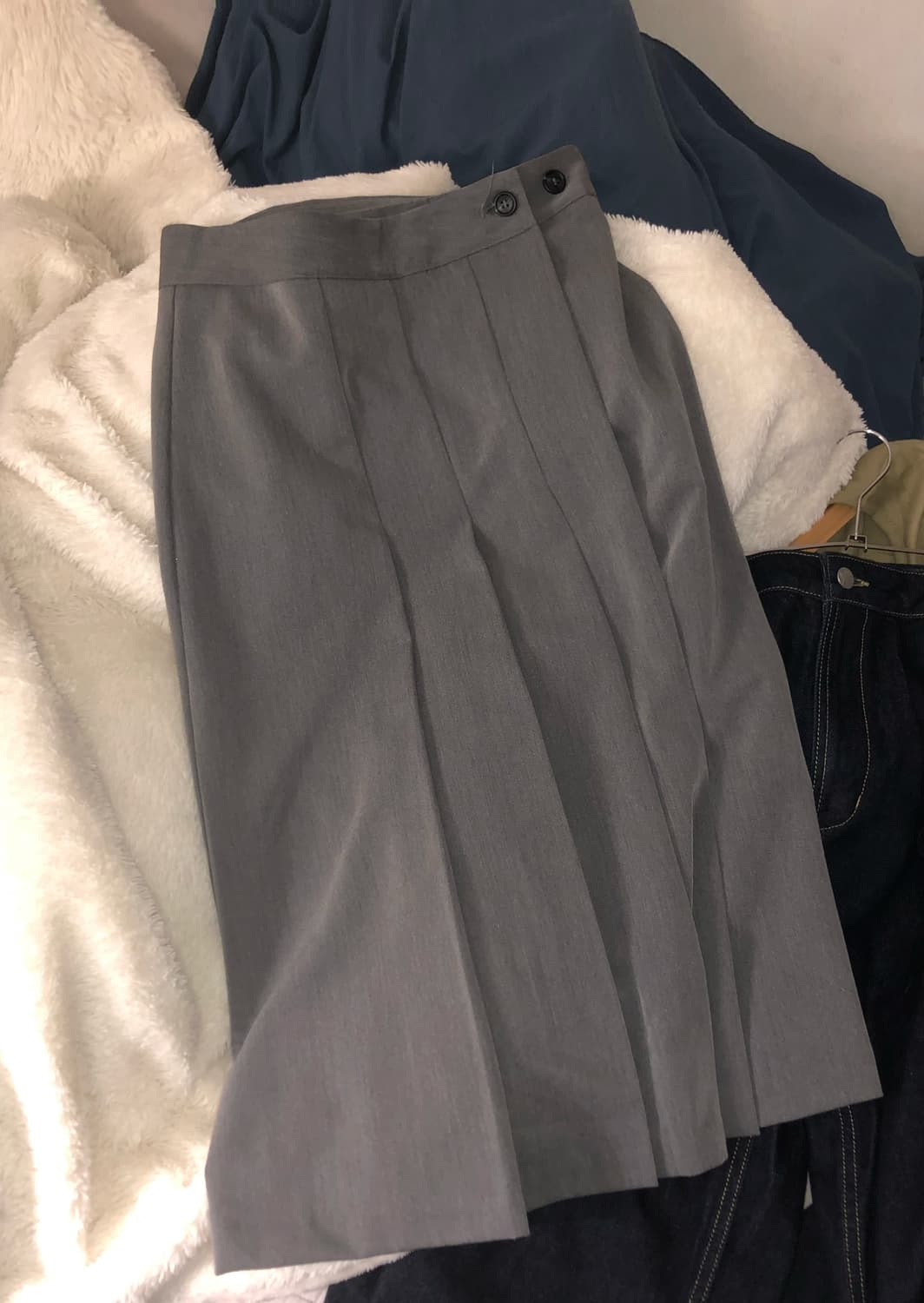 미디 플리츠 랩 스커트 상품이미지1