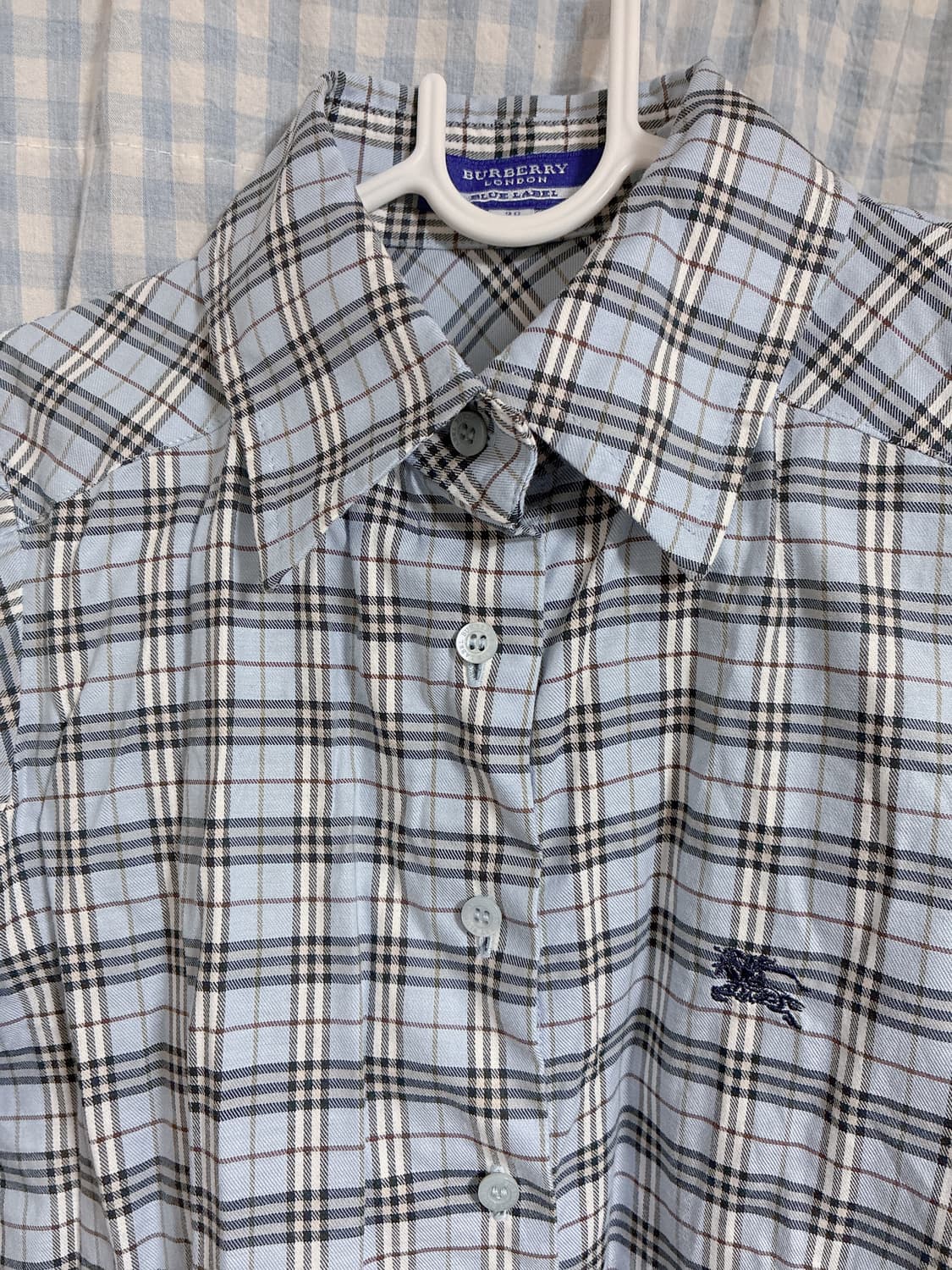 버버리 블루라벨 하늘색 반소매 블라우스 셔츠 상품이미지2