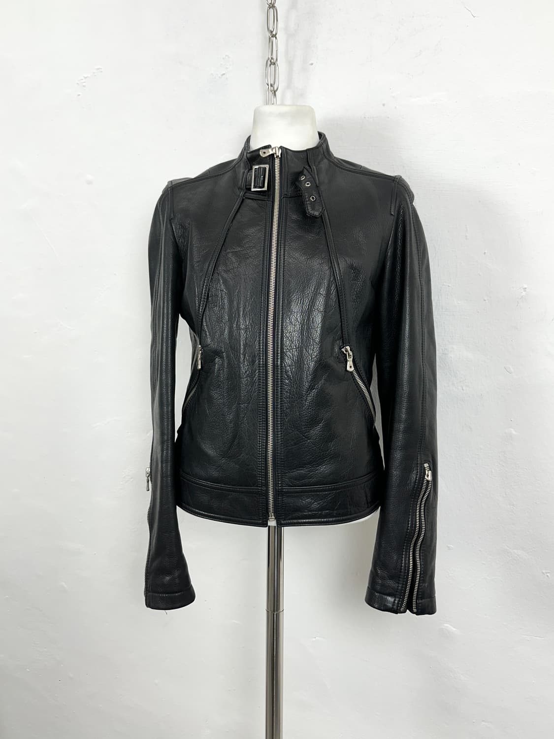 Cowhide Leather Zip-Up Jacket 상품이미지1