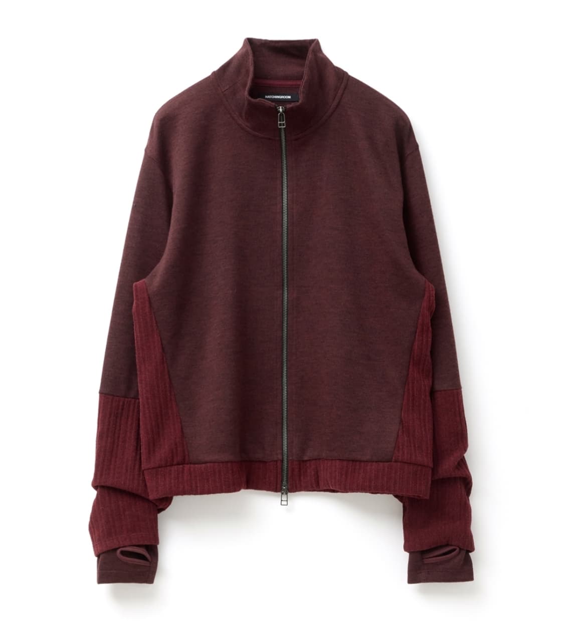 [4] 해칭룸 더블 슬리브 트랙 가디건 다크 레드 버건디 상품이미지1