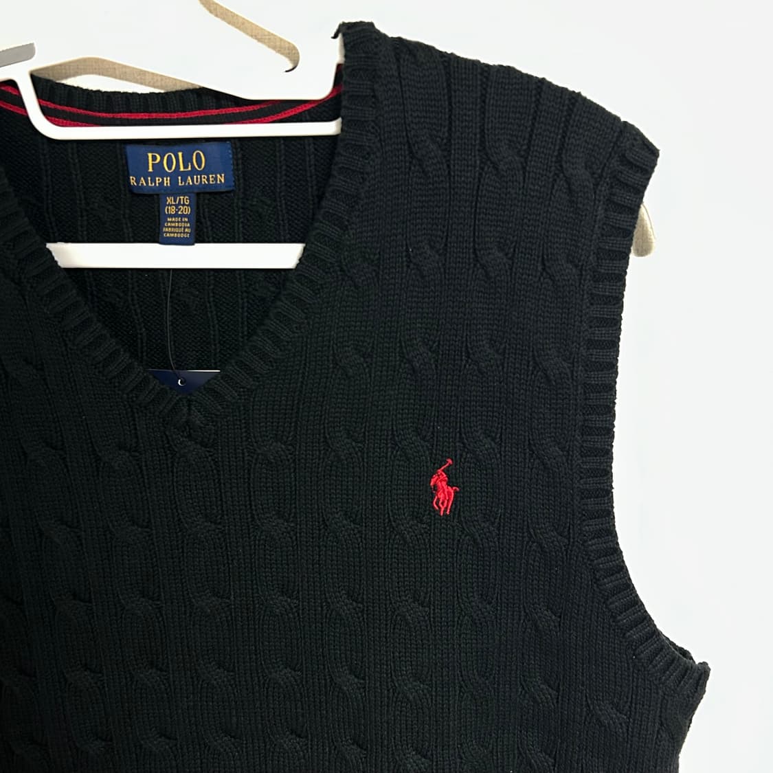 (새상품) 폴로 랄프로렌 신형 케이블 꽈배기 니트 조끼 베스트 블랙  상품이미지4