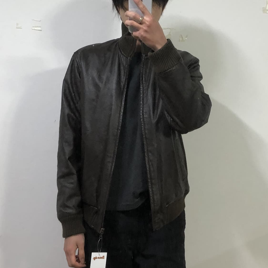 빈티지 레더 봄버 자켓 상품이미지3