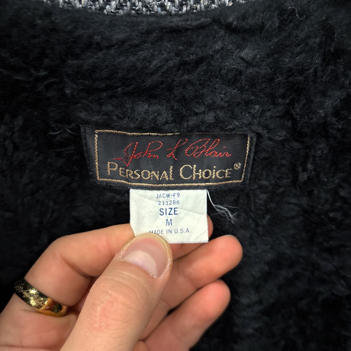 80s John L Blain 트위드 헤링본 패디드 울 블루종 N369 상품이미지7