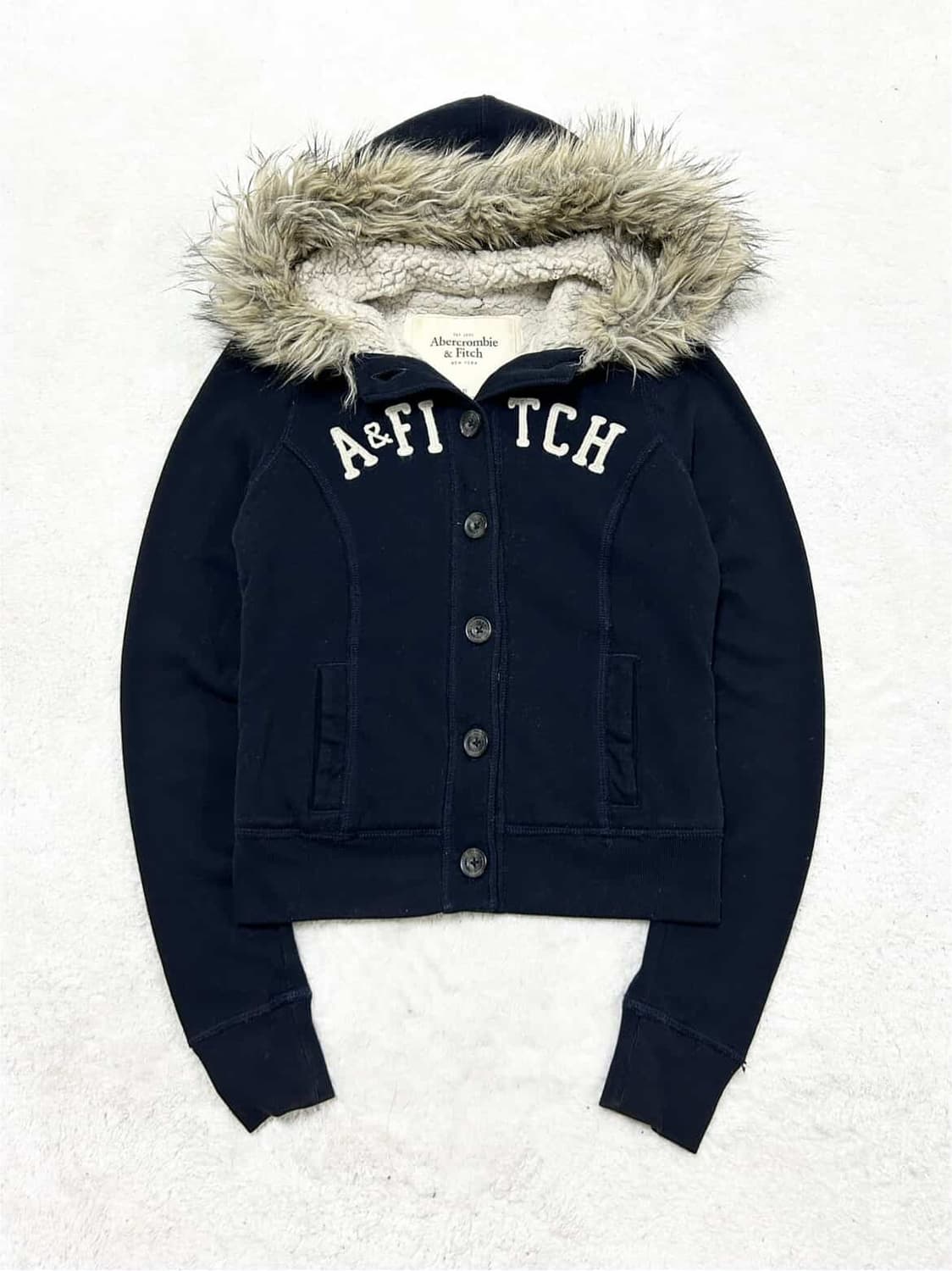 아베크롬비 다크네이비 울프죠 버튼 후드집업 상품이미지5