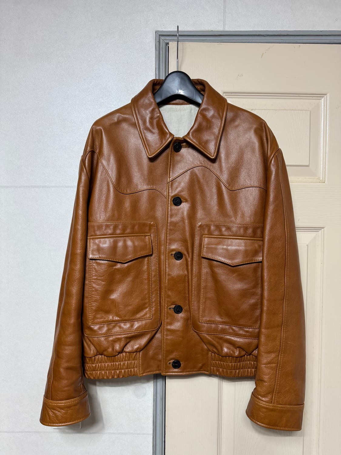 STU Curved Line Leather Jacket (가죽 자켓) 상품이미지1