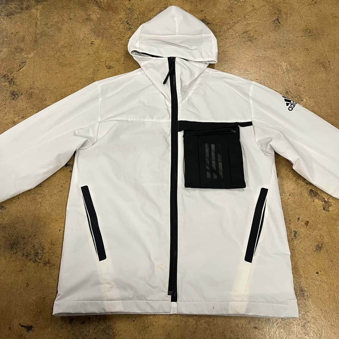 [정품/L] 아디다스 화이트 후드 바람막이 자켓 b14 상품이미지3