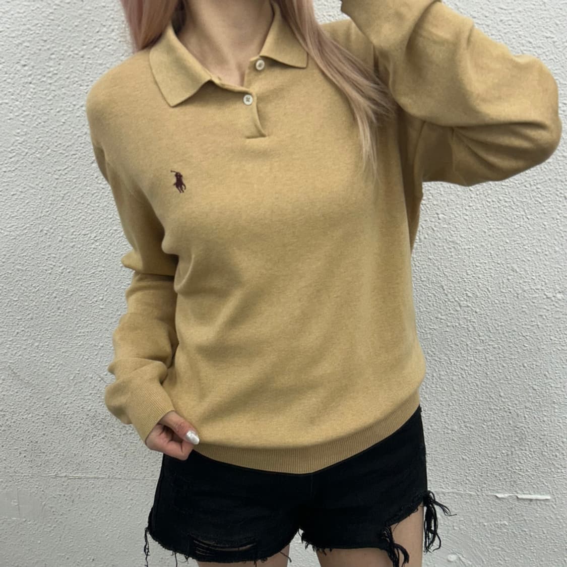폴로 랄프로렌 브라운포니 베이지 니트 pk 긴팔티 L 상품이미지1