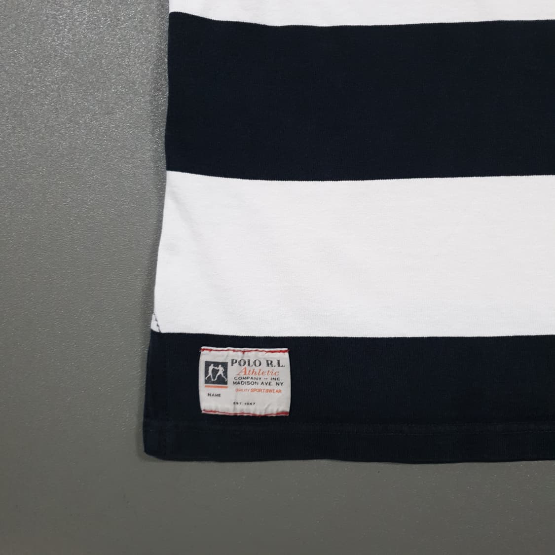 L) 폴로 랄프로렌 스트라이프 럭비 반팔 카라티 피케 셔츠 블랙 화이트 상품이미지3