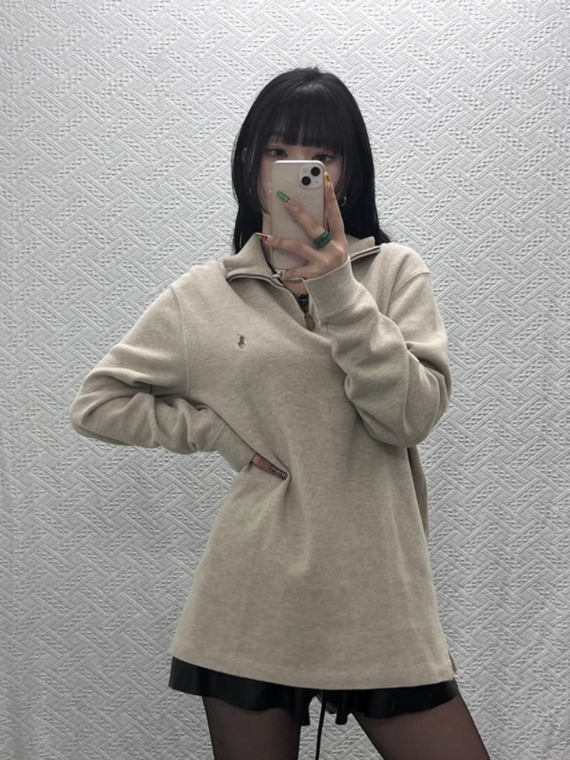 폴로 랄프로렌 빈티지 모던캐주얼 오트밀 반집업 니트 L C09553 상품이미지2