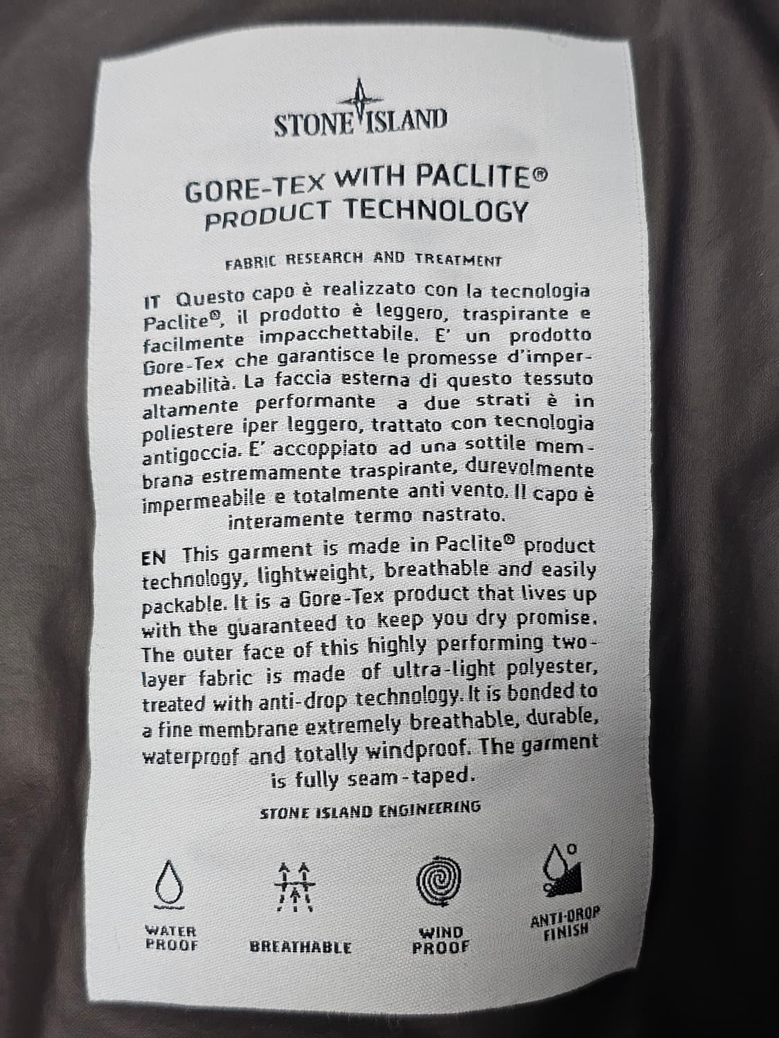 스톤아일랜드 GORE-TEX WITH PACLITE 아노락 상품이미지6