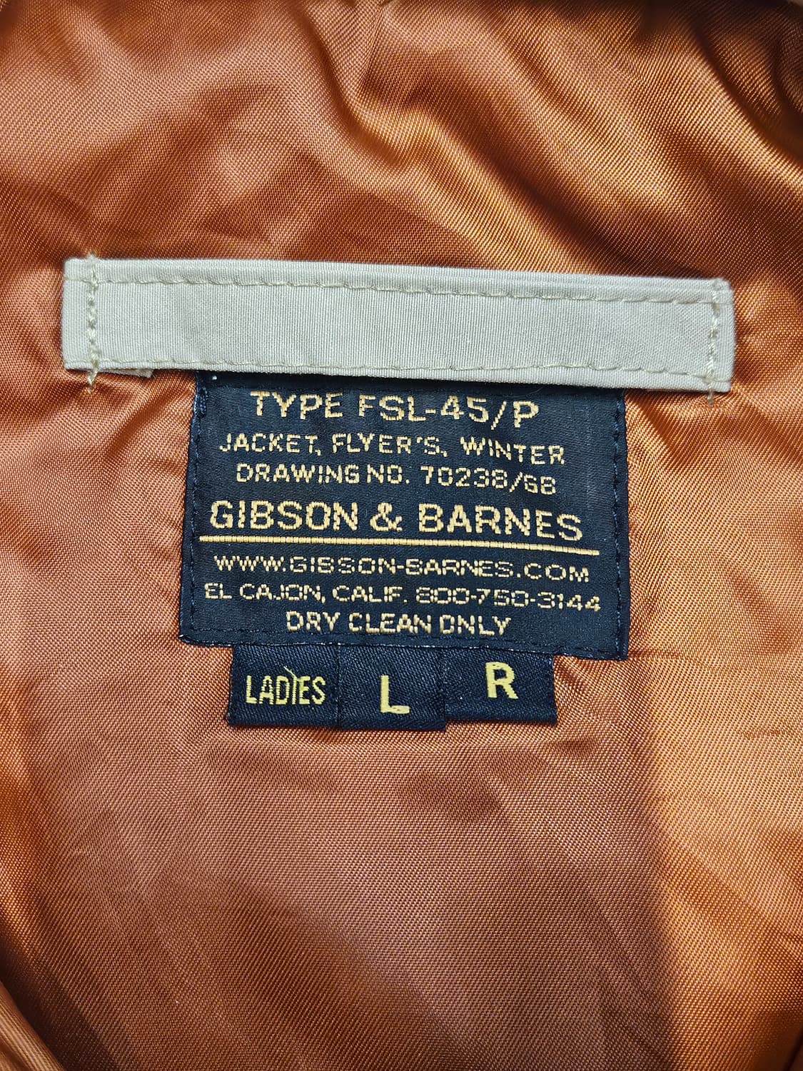 깁슨앤반즈 FSL-45/P 플라이트 자켓 상품이미지4